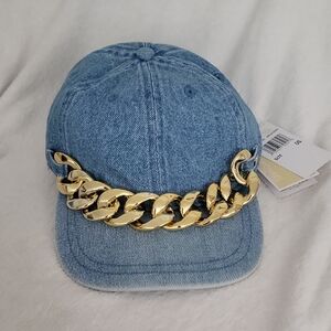 Michael Kors Denim Cap with Gold Chain